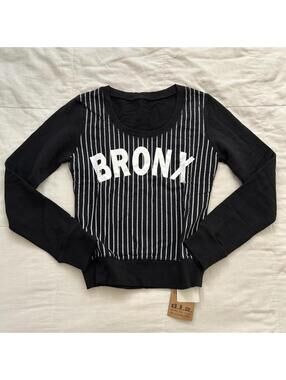 D.I.A. Black BRONX Pinstripe Long Sleeve Top Gyaru Y2K Small Japan